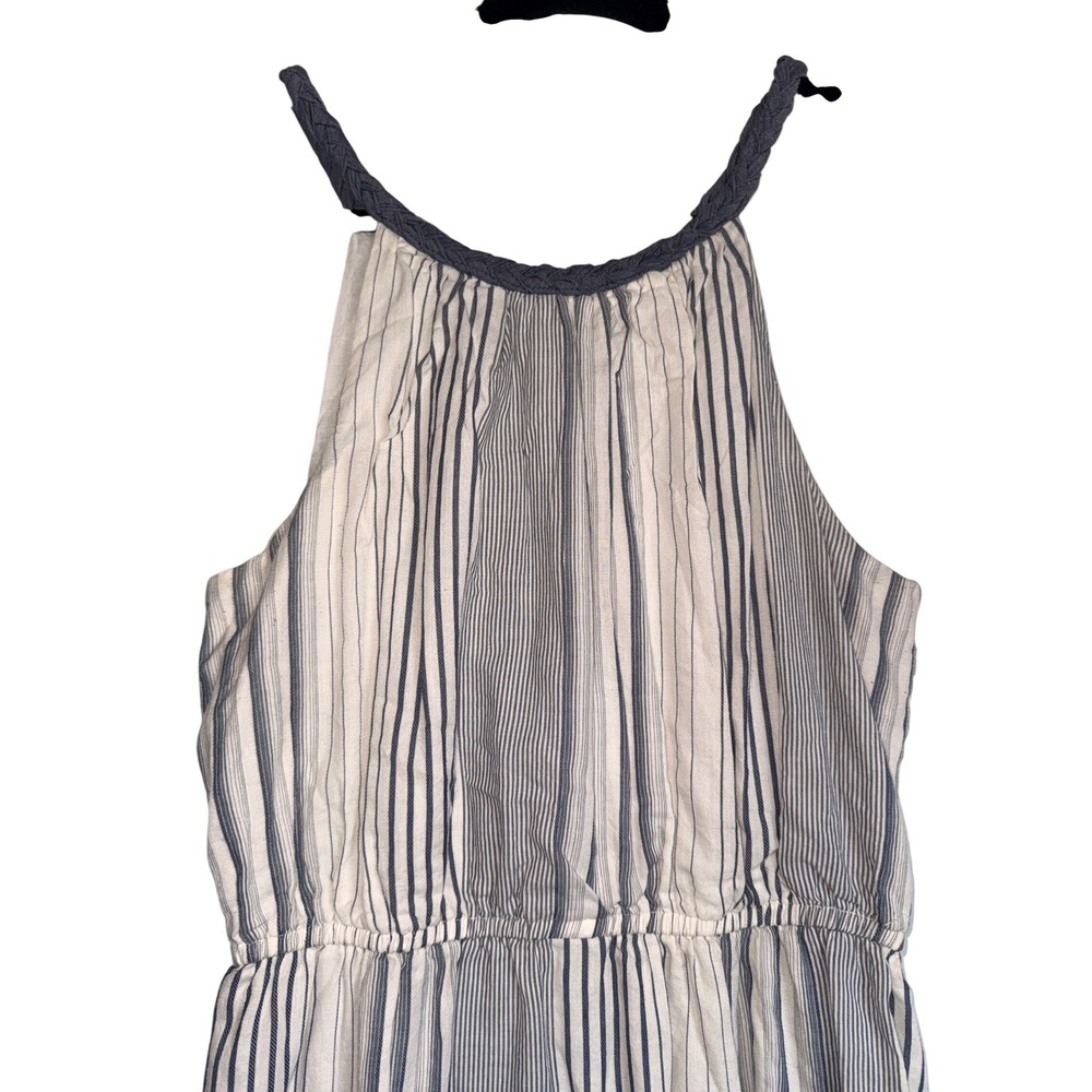Coastal Old Money Striped Maxi Dress L Summer Quiet Luxury Nautical Resort - Picture 11 of 15